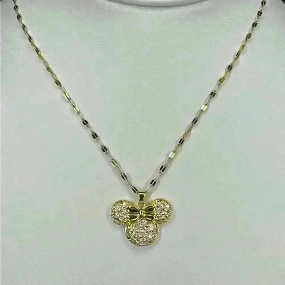 14KGP Minnie Mousse Pendant W/Pave Crystals Necklace - Picture 3 of 3